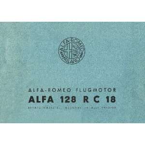 Alfa Romeo 128 RC18 Aircraft Engine Parts Manual Alfa Romeo 128 