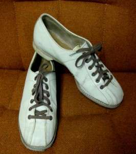 VINTAGE 60s WHITE BOWLING shoes SNEAKERS RETRO MOD  