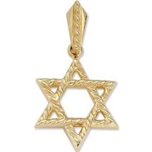   Yellow Gold Wavy Judaica Star of David Pendant Jewelry Days Jewelry