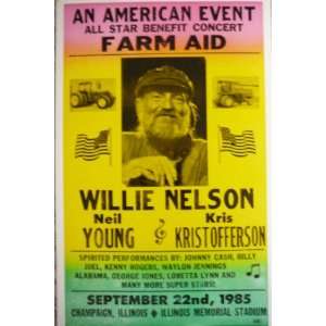   Aid Poster Featuring Willie Nelson, Neil Young & Kris Kristoffererson