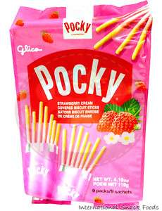 Glico Pocky Strawberry 9 Pack   Japanese Snack  