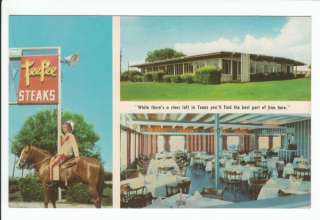   Pee Steak Restaurant San Antonio Texas TX Old Postcard 1950s Vintage