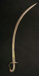   Beautiful Gold Inlaid islamic Indo Persian Shamshir Sword wootz  