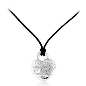   Amour Heart Necklace w/16 18 Adjustable Leather Cord Jewelry