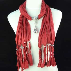   Drop Pendant Bright Red Jewelry Scarf ,Nl 1221k: Kitchen & Dining