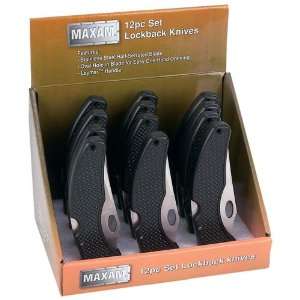  Maxam 12pc Lockback Knife Set Stainless Steel Half Serrated 