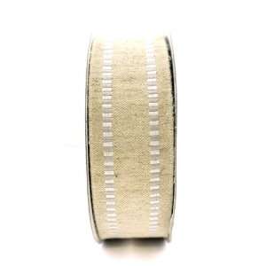   Ribbon, Natural Burlap with Silver Striped Edge Arts, Crafts & Sewing