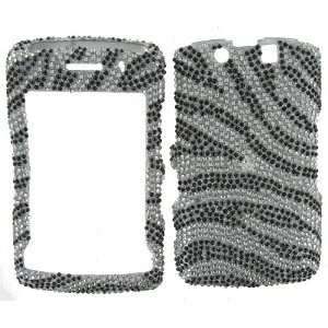 BLACK & SILVER ZEBRA PRINT DIVA CRYSTALS snap on cover faceplate for 