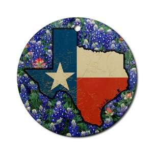  Ornament (Round) Texas Flag Bluebonnets 