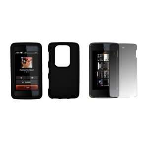  Nokia N900   Premium Black Rubberized Snap On Cover Hard 