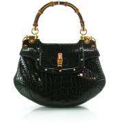buying guides gucci alligator bamboo handle large peggy bag black