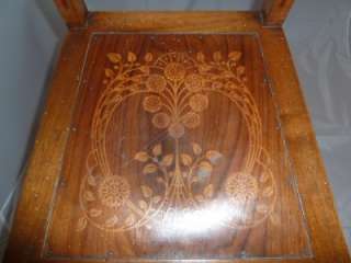 Italian Wood Inlay Game Chess Table 4 Marquetry Chairs  
