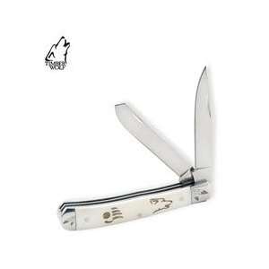 Timber Wolf TW166 White Bone Trapper Folding Knife:  Sports 