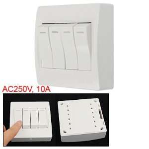   250V 10A On/Off SPST 4 Gang Wall Switch Plate White