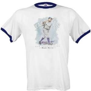  Babe Ruth Majestic Rock Well Ringer New York Yankees T 