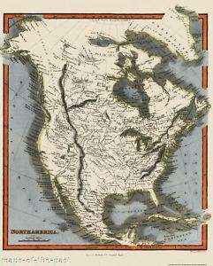 NORTH AMERICA (USA, CANADA, & MEXICO) MAP 1820 MOTP  