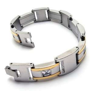   & Gold Titanium Styled Silver Bracelet for Men: CET Domain: Jewelry
