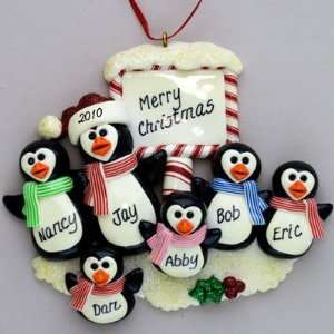   Penguins (6) Personalized Claydough Christmas Ornament
