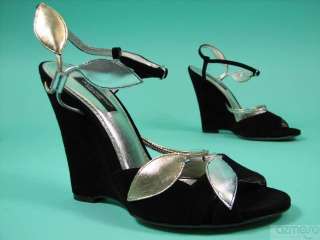 Dolce & Gabbana Metallic Suede Wedge 4.5 Heel Elegant Party Shoes w 