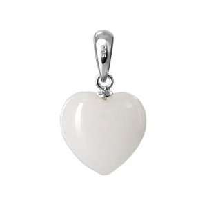  .925 Sterling Silver 12mm Heart Natural White Quartzite 