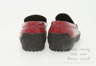 Tods Red Patent Leather Loafer Flats Size 39.5  