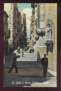   , MALTA ~ ST. JOHNS STREET~ TINTED REAL PHOTO PC ~ c. 1930s  