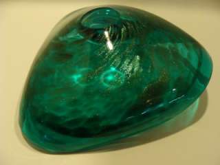 MURANO Aventurine Glass Ashtray Blue Green Gold Perfect  