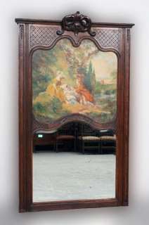 French Liege Mirror Painting Over Mantle Mirror  
