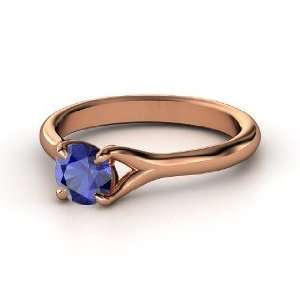  Cynthia Ring, Round Sapphire 18K Rose Gold Ring Jewelry