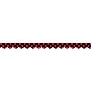   Created Resources Red Polka Dots on Black Border Trim, Red (4677