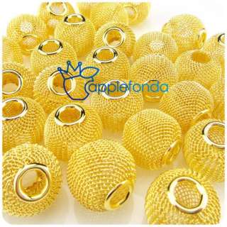P167 10pcs 20mm DIY Basketball wives Round Spacer Mesh Beads yellow 