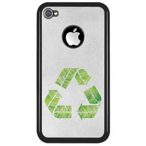  iPhone 4 or 4S Clear Case Black Recycle Symbol in Leaves 