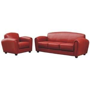  Reynaldo Leather 3 pcs Sofa Set in Exotic Red Furniture & Decor