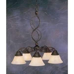 Jazz 5 Light Downlight Chandelier with Italian Marble Glass Shade 