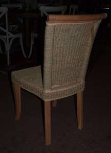 Rustic Style Seagrass & Wood Straight Back Dining Chair   36 High 