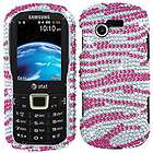   BLING FACEPLATE HARD CASE COVER FOR SAMSUNG EVERGREEN A667 ZEBRA PINK