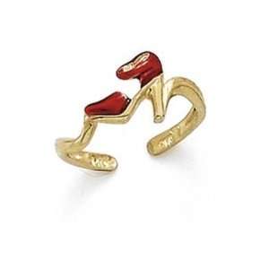  14k Red Enamel High Heel Toe Ring   JewelryWeb Jewelry