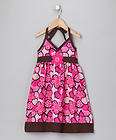 NWT Girls Size 5 6 6X Izzy Bella Pink & Brown Floral Halter Dress