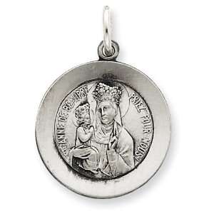    Sterling Silver Antiqued Saint Anne de Beaupre Medal Jewelry