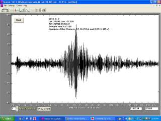   quake data. from AmaSeis software Extract Earthquake display