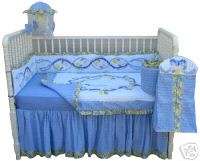CHIC Blue Floral Chenille Blue Moon Crib Set Baby NEW  