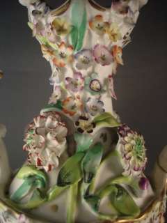 Coalbrookdale Style Neo Rococo Baluster Vase Flower Encrusted Twin 