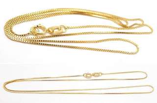Italian Box Chain Link 16 Necklace Solid 14K Yellow Gold Fine Estate 