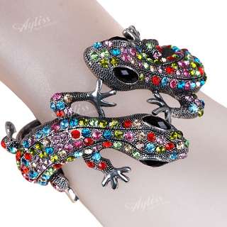 Crystal 2 Lizard Jewelry Hinged Bracelet Bangle Sale  
