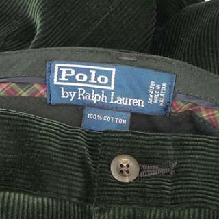RALPH LAUREN POLO Green Flat Front Cord Pants 36/30 NWT  