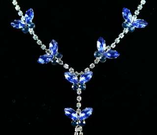 BUTTERFLY BLUE CRYSTAL *S330S* EARRINGS NECKLACE SETS  