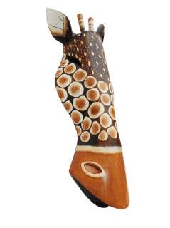 Afrika Maske Giraffe Wandmaske Braun Asien Holz 50cm 04  