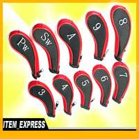 10 Golf Clubs Iron Set Headcovers Head Cover Case SW PW  