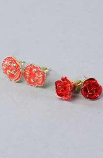 Accessories Boutique The Rose Sugar Skull Stud Earring SetExclusive 