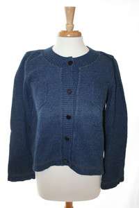 CHANEL FauxDenim Cotton Cardigan Sweater w/ CC Buttons&Denim Like 